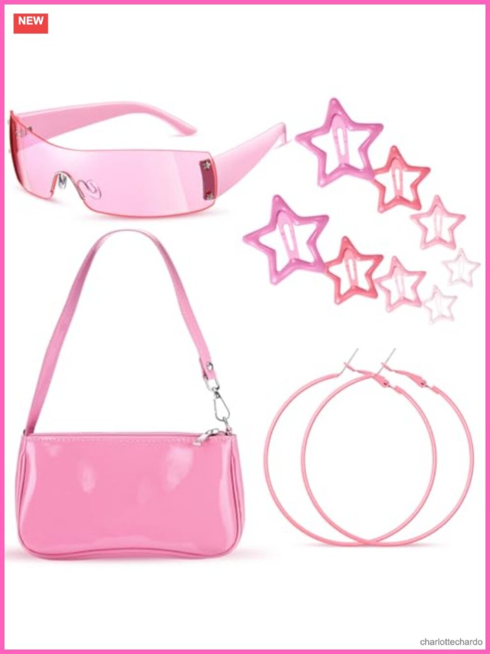 12 Pc Y2K Accessories Set 2000s Outfit Sunglasses Bag Clips Earrings